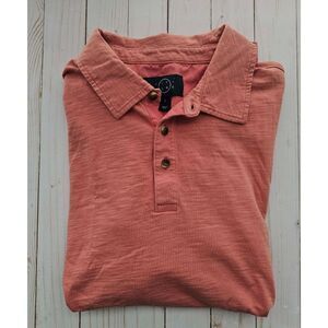Even Tide Men’s L Coral Pink Polo Shirt 100% Cotton Short Sleeve Preppy